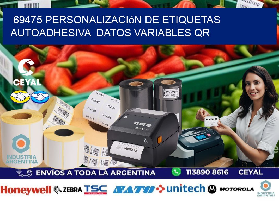 69475 Personalización de etiquetas autoadhesiva datos variables QR