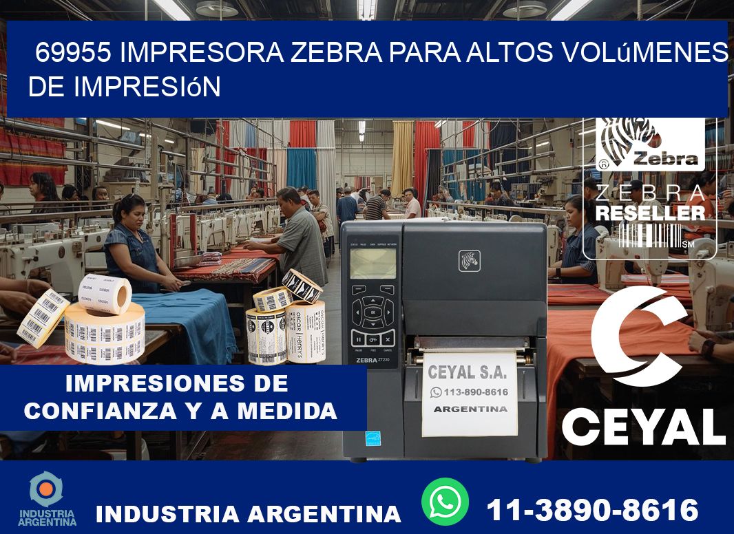 69955 impresora zebra para altos volúmenes de impresión