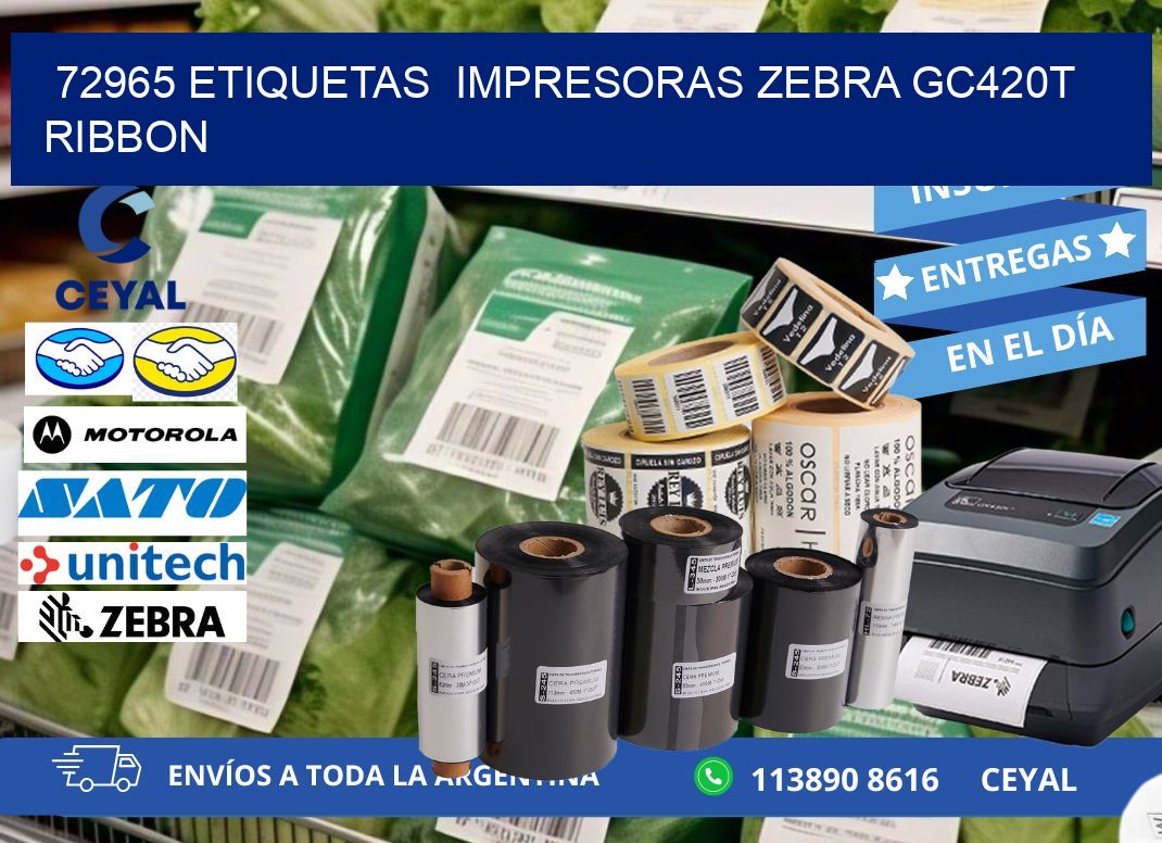 72965 etiquetas impresoras zebra gc420t ribbon