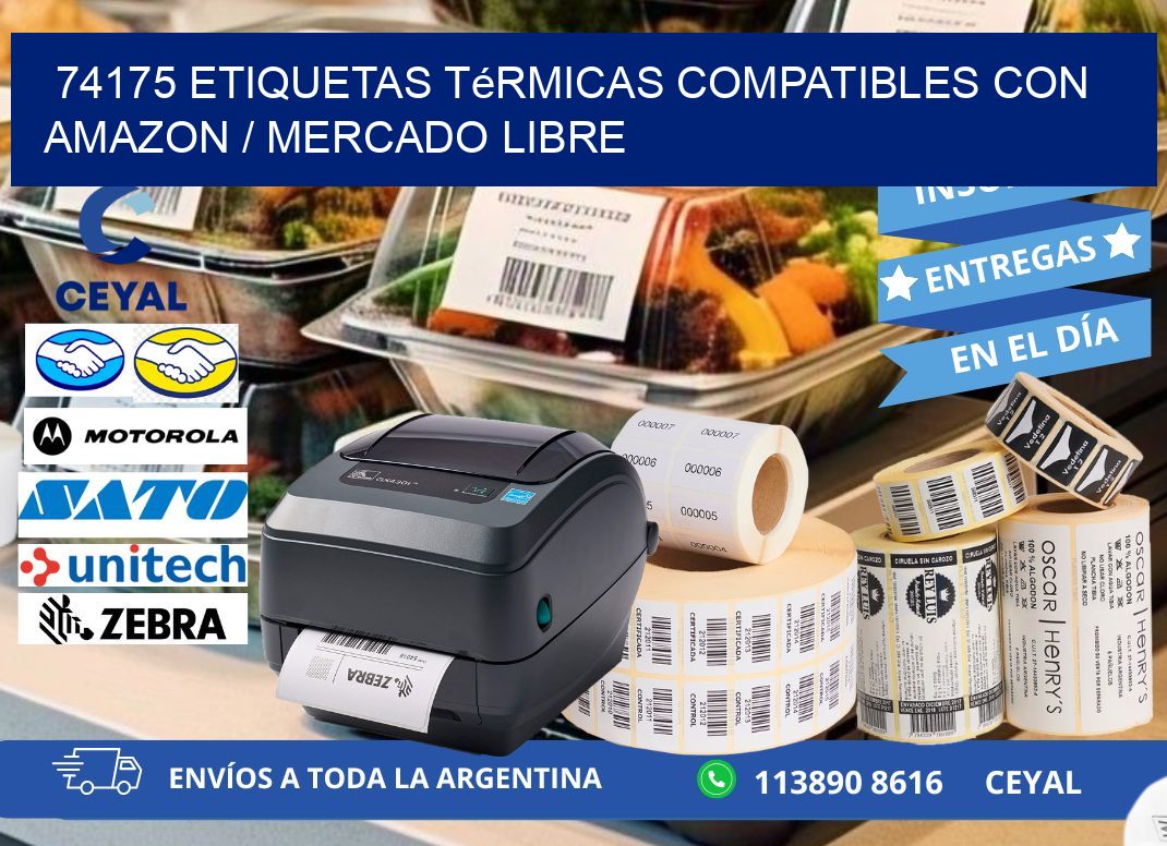 74175 etiquetas térmicas compatibles con Amazon / Mercado Libre