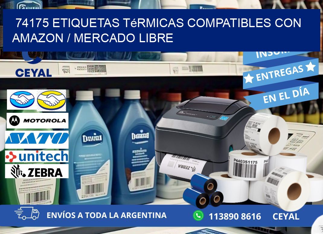 74175 etiquetas térmicas compatibles con Amazon / Mercado Libre