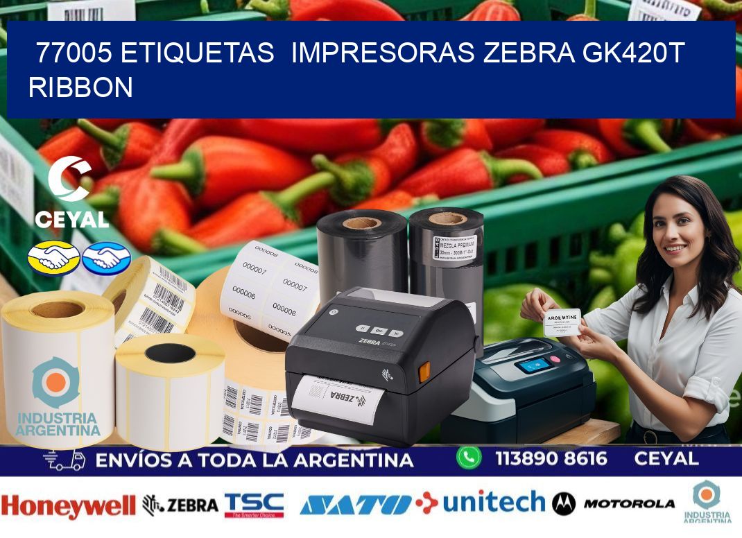 77005 Etiquetas  impresoras zebra gk420t ribbon