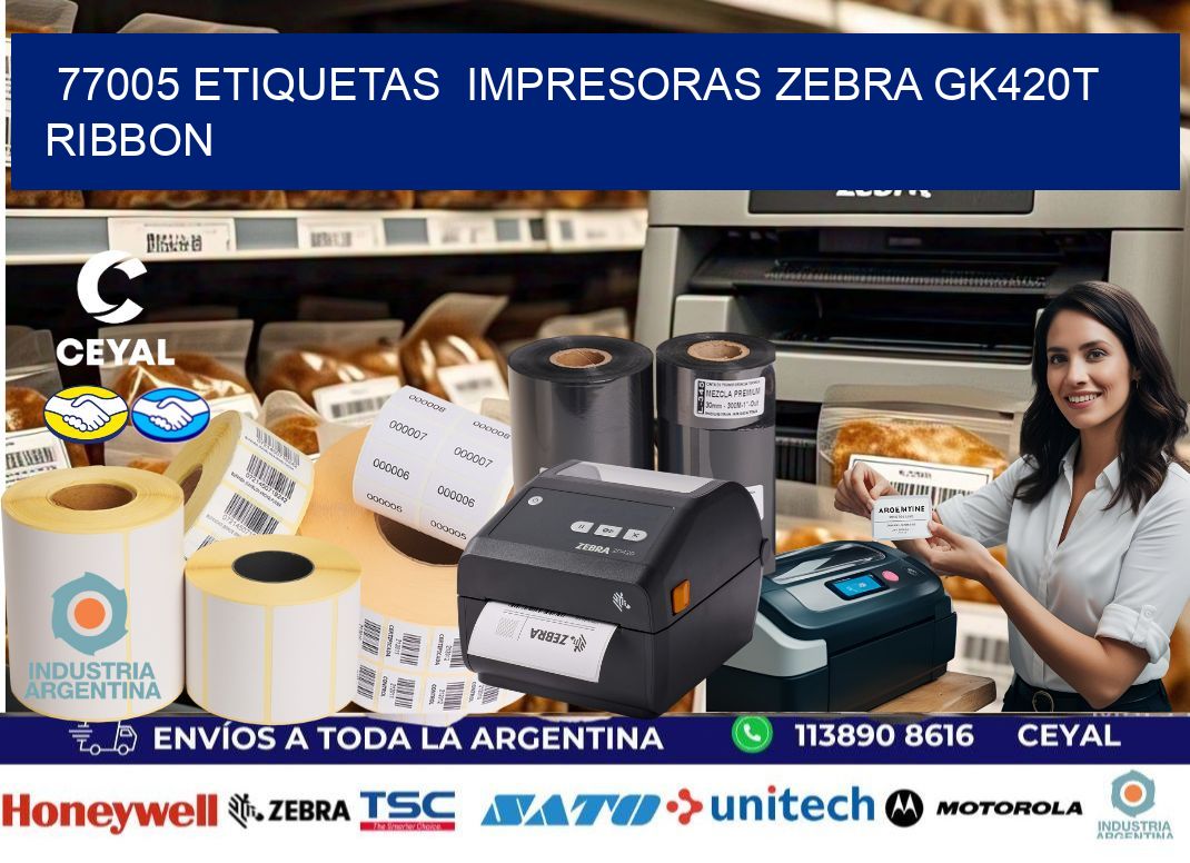 77005 Etiquetas  impresoras zebra gk420t ribbon