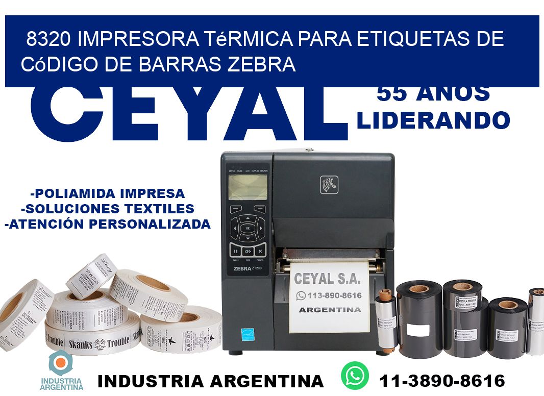 8320 impresora térmica para etiquetas de código de barras Zebra