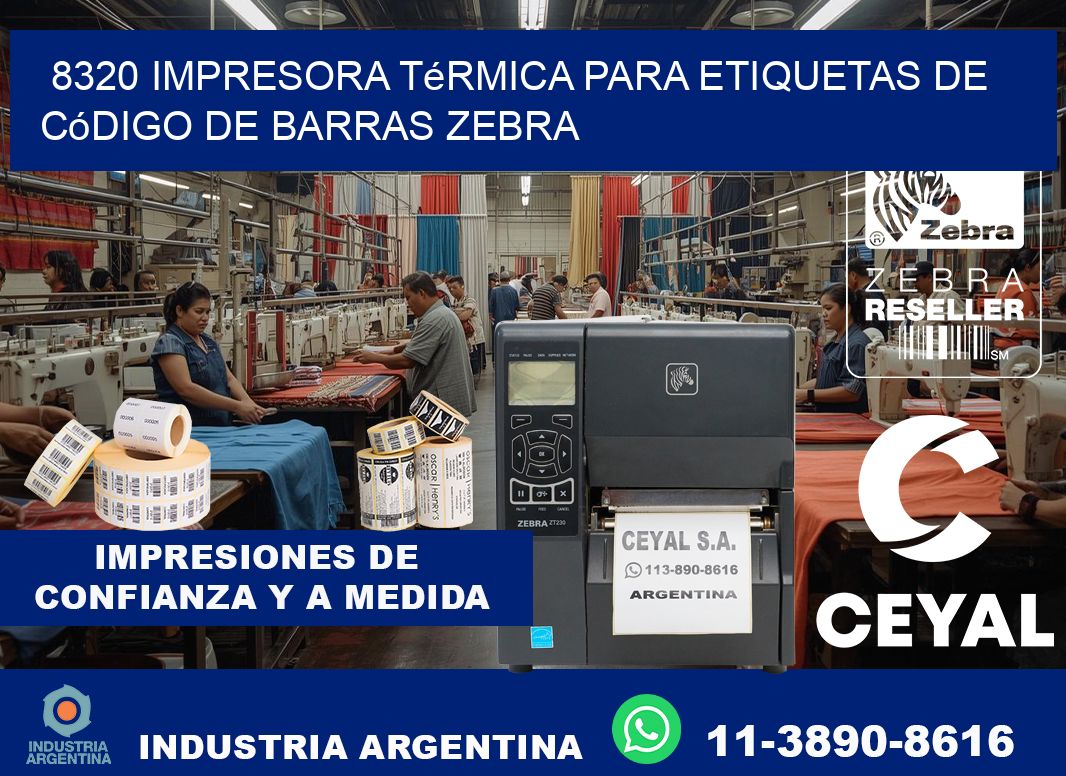 8320 impresora térmica para etiquetas de código de barras Zebra