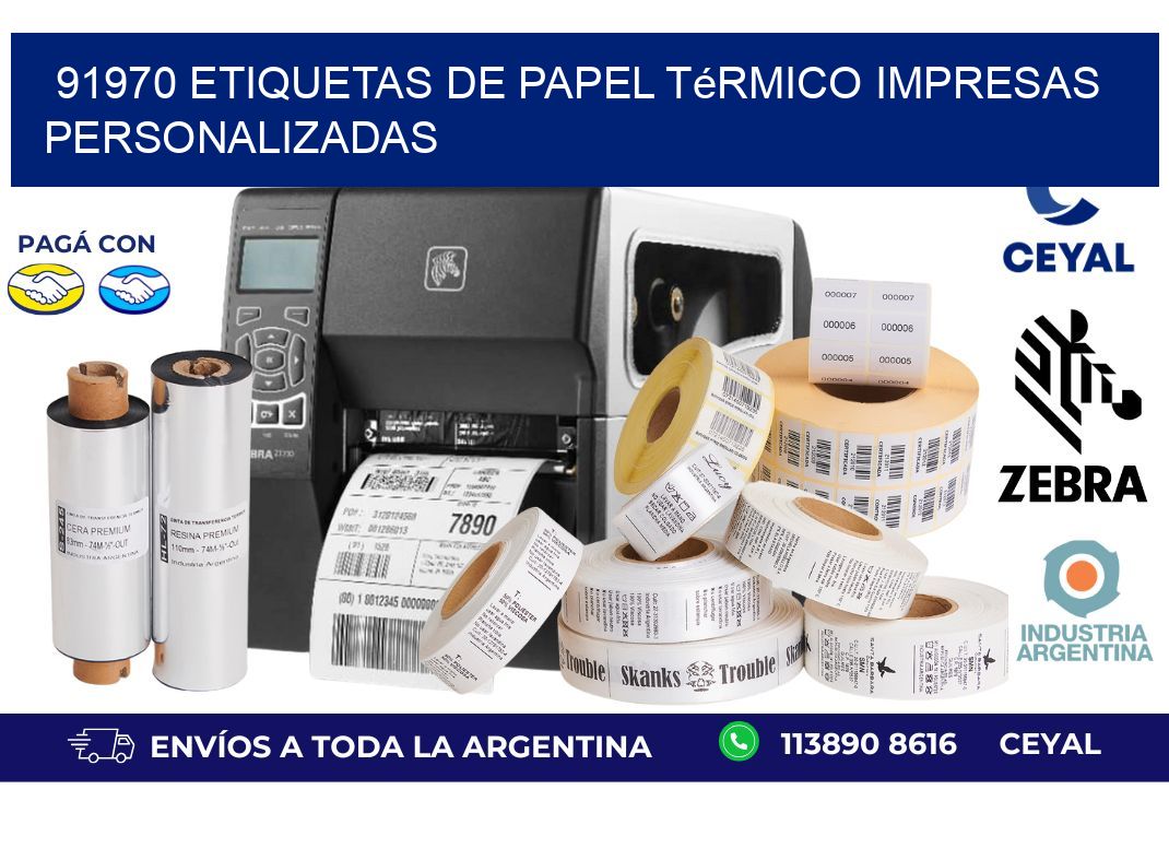 91970 Etiquetas de papel térmico impresas personalizadas