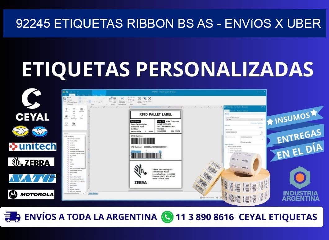 92245 etiquetas ribbon bs as - envíos x uber