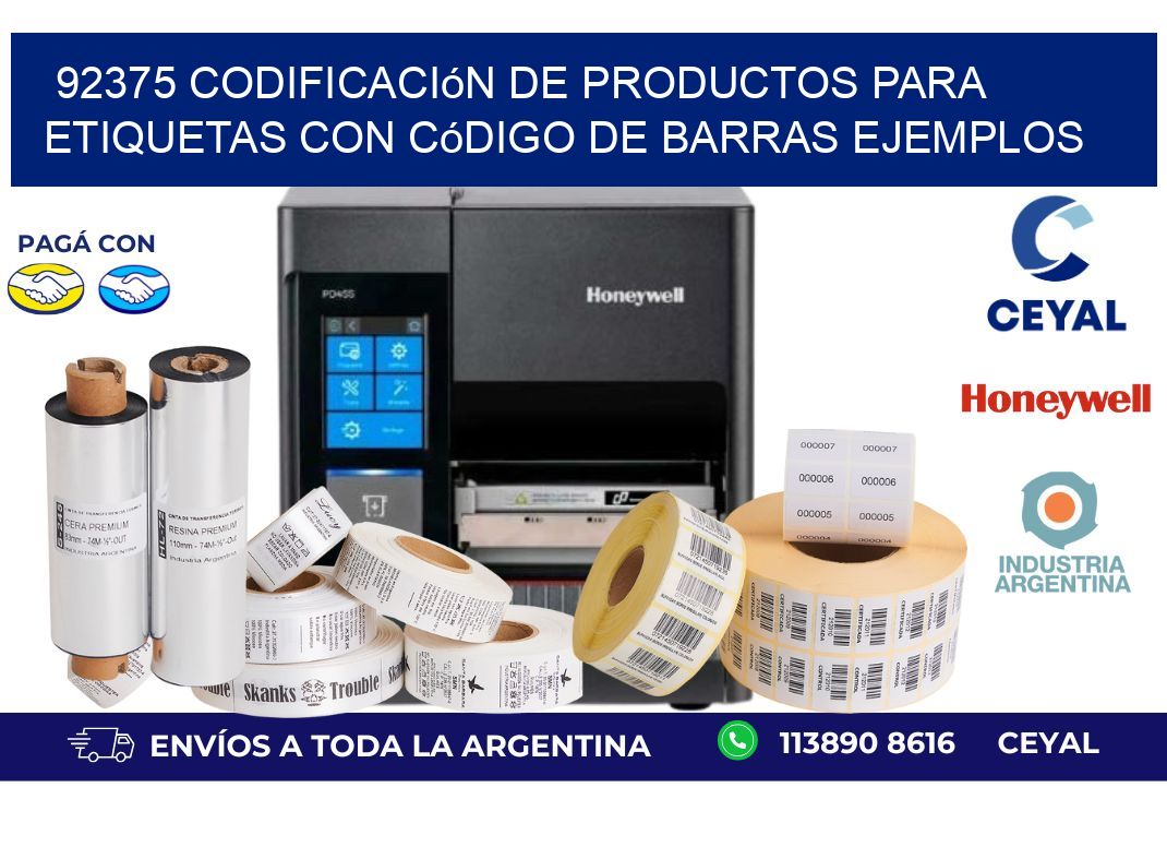 92375 Codificación de productos para etiquetas con código de barras ejemplos