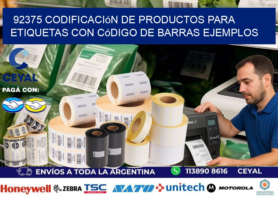 92375 Codificación de productos para etiquetas con código de barras ejemplos