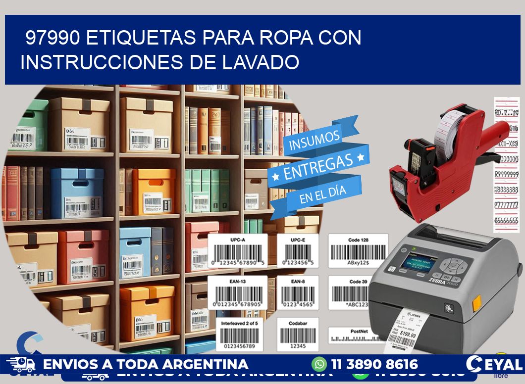 97990 etiquetas para ropa con instrucciones de lavado