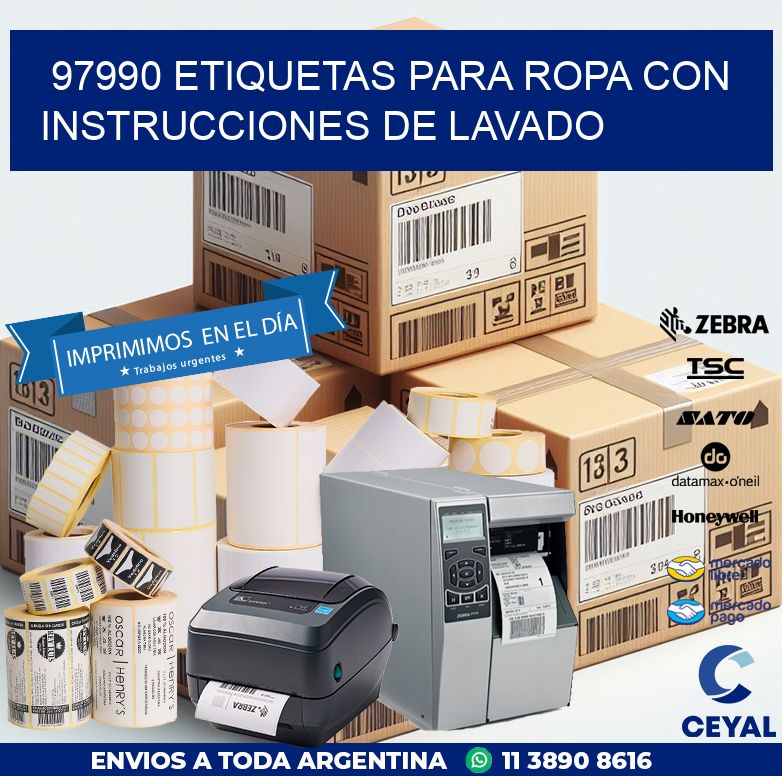 97990 etiquetas para ropa con instrucciones de lavado