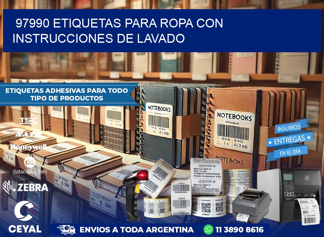 97990 etiquetas para ropa con instrucciones de lavado
