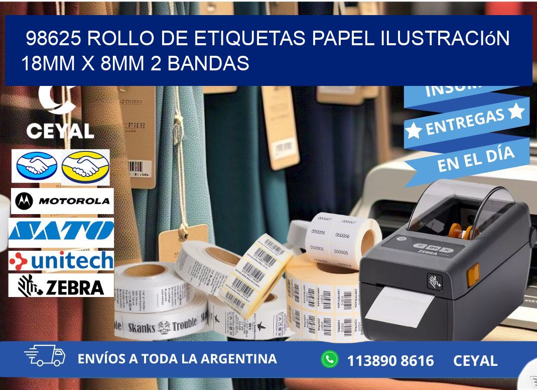 98625 Rollo de Etiquetas Papel Ilustración 18mm x 8mm 2 Bandas