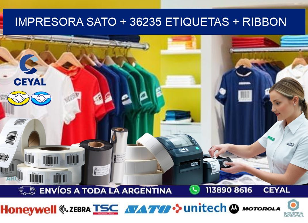 impresora SATO + 36235 etiquetas + ribbon