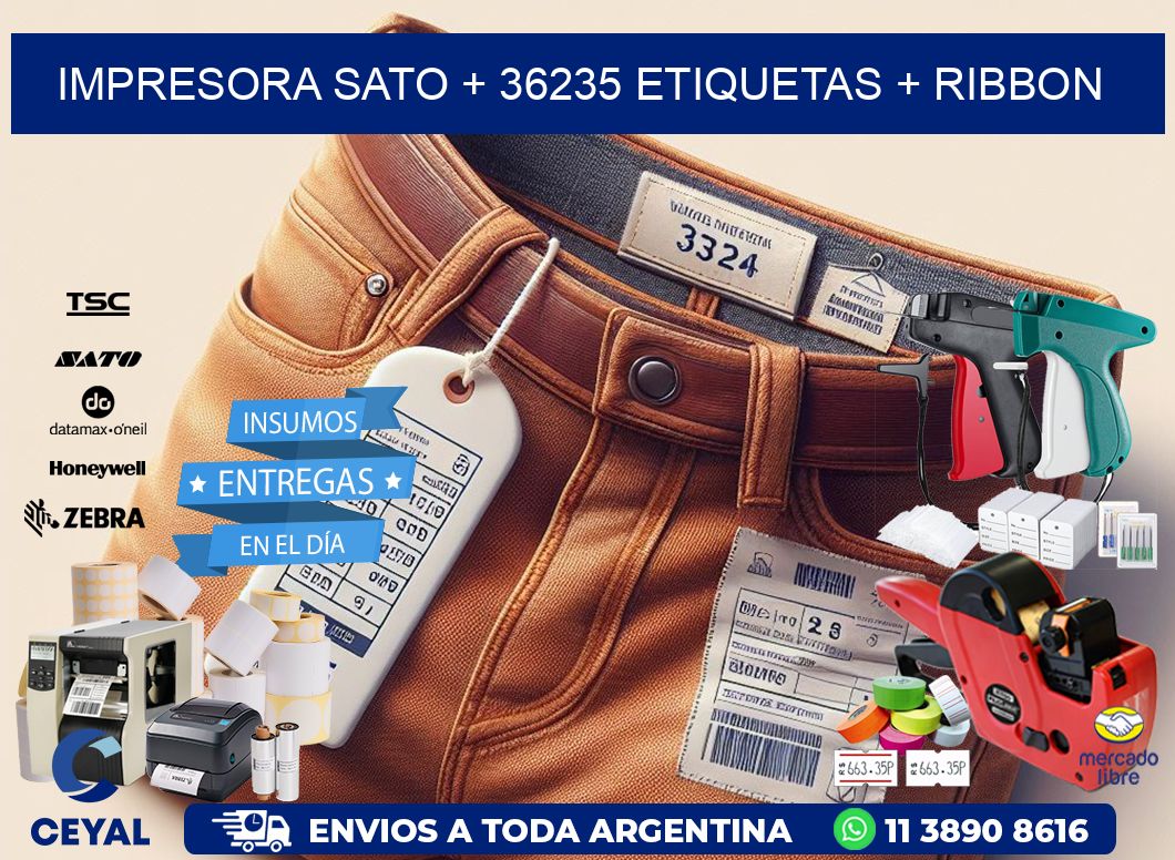 impresora SATO + 36235 etiquetas + ribbon