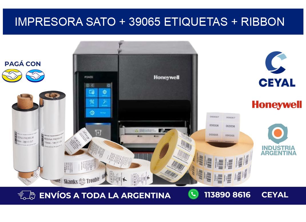 impresora SATO + 39065 etiquetas + ribbon