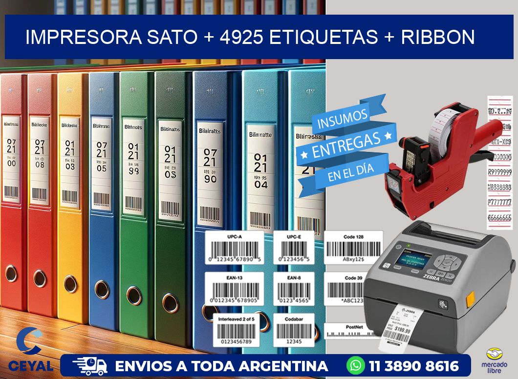 impresora SATO + 4925 etiquetas + ribbon