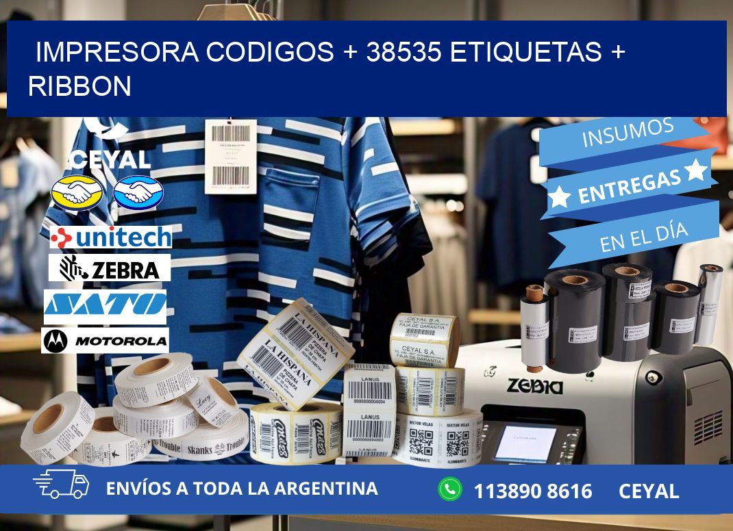 impresora codigos + 38535 etiquetas + ribbon