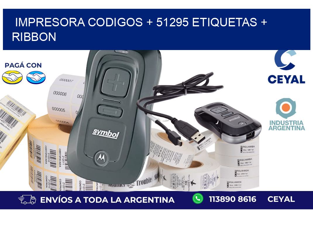 impresora codigos + 51295 etiquetas + ribbon