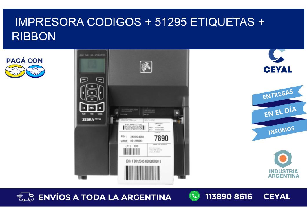 impresora codigos + 51295 etiquetas + ribbon