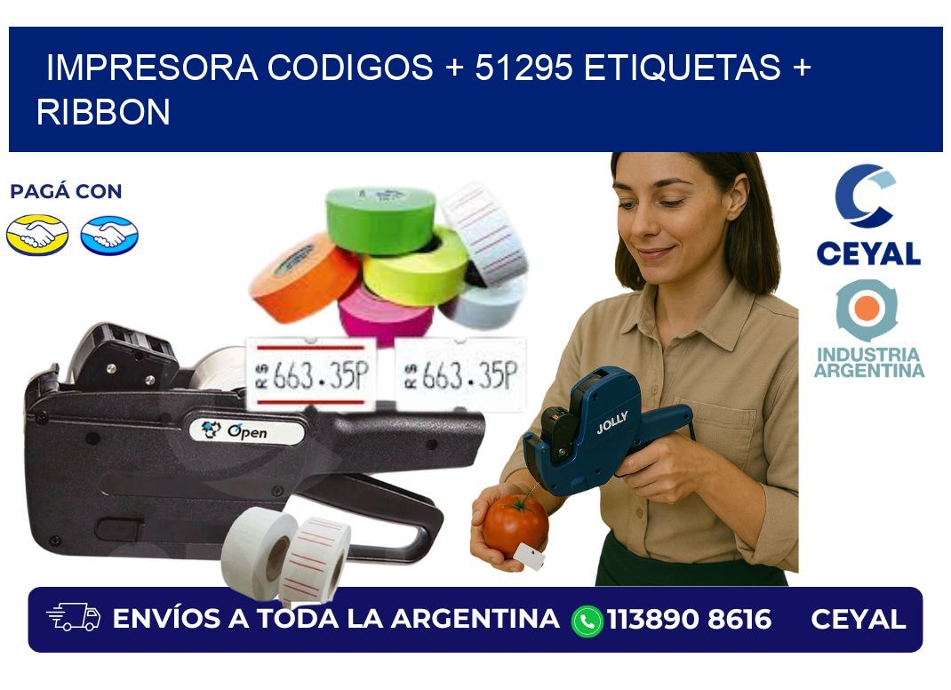 impresora codigos + 51295 etiquetas + ribbon