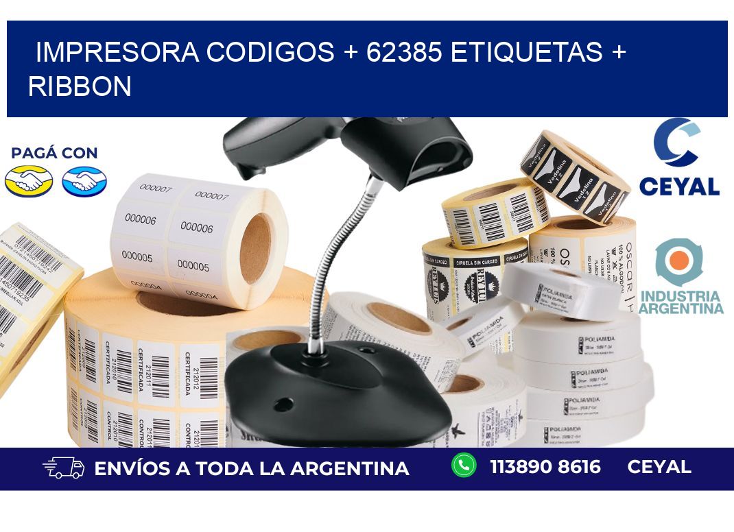 impresora codigos + 62385 etiquetas + ribbon