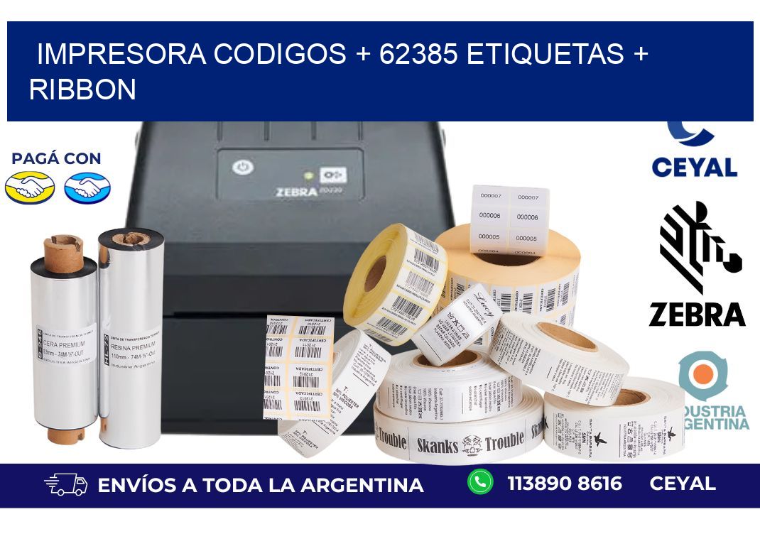 impresora codigos + 62385 etiquetas + ribbon