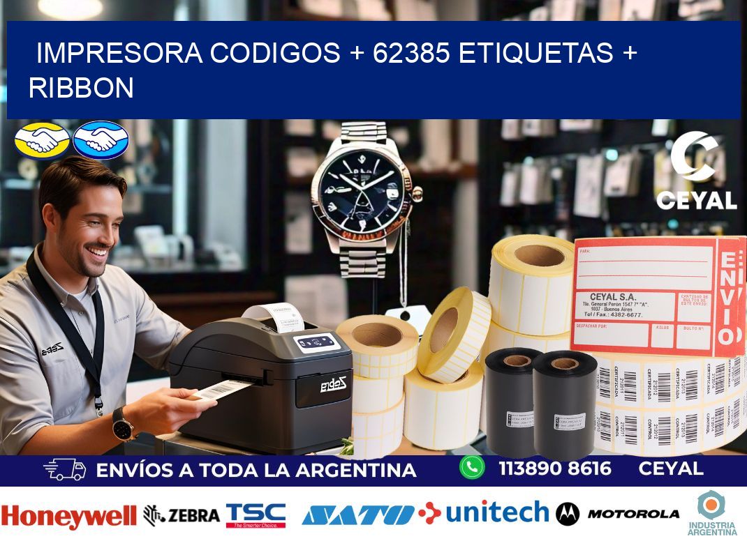 impresora codigos + 62385 etiquetas + ribbon