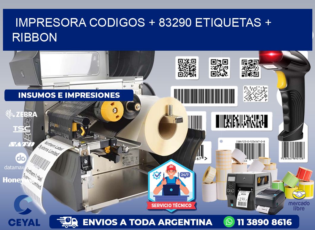 impresora codigos + 83290 etiquetas + ribbon