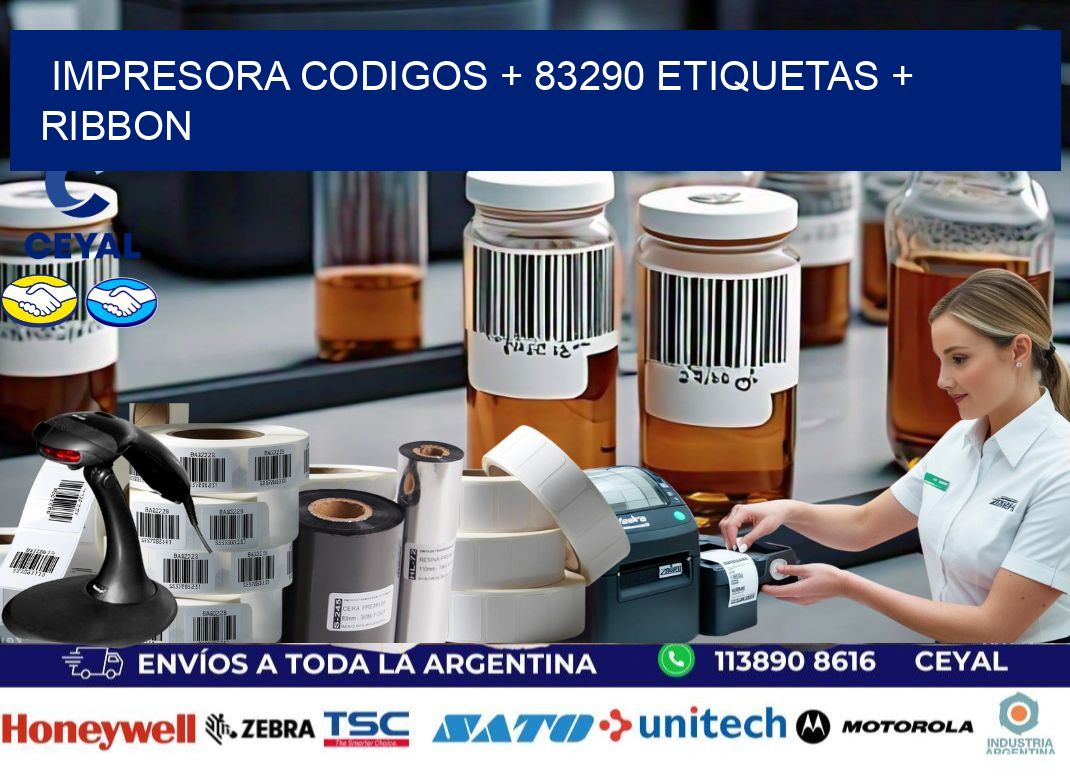 impresora codigos + 83290 etiquetas + ribbon