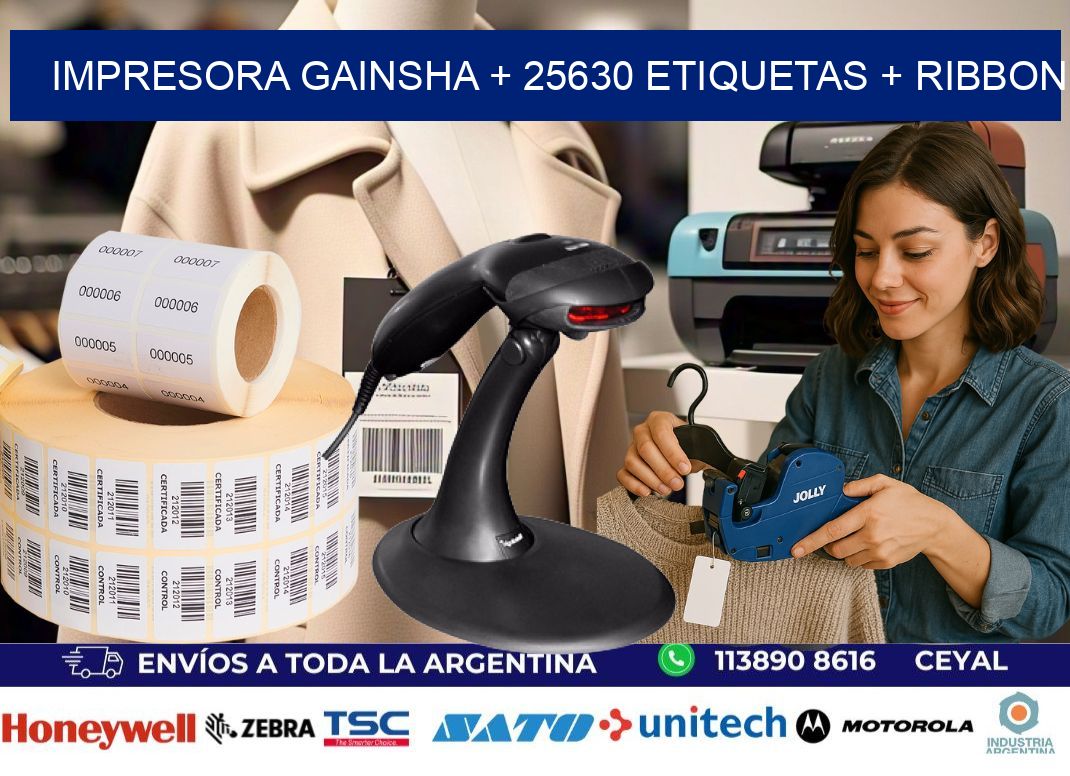 impresora gainsha + 25630 etiquetas + ribbon