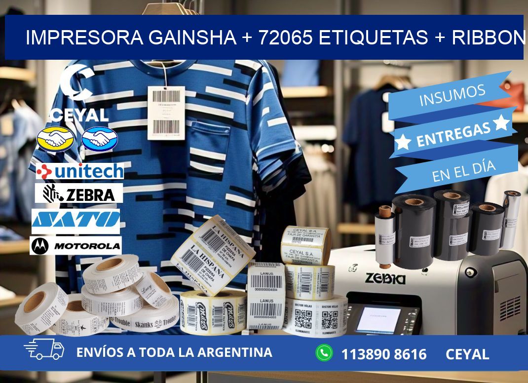 impresora gainsha + 72065 etiquetas + ribbon