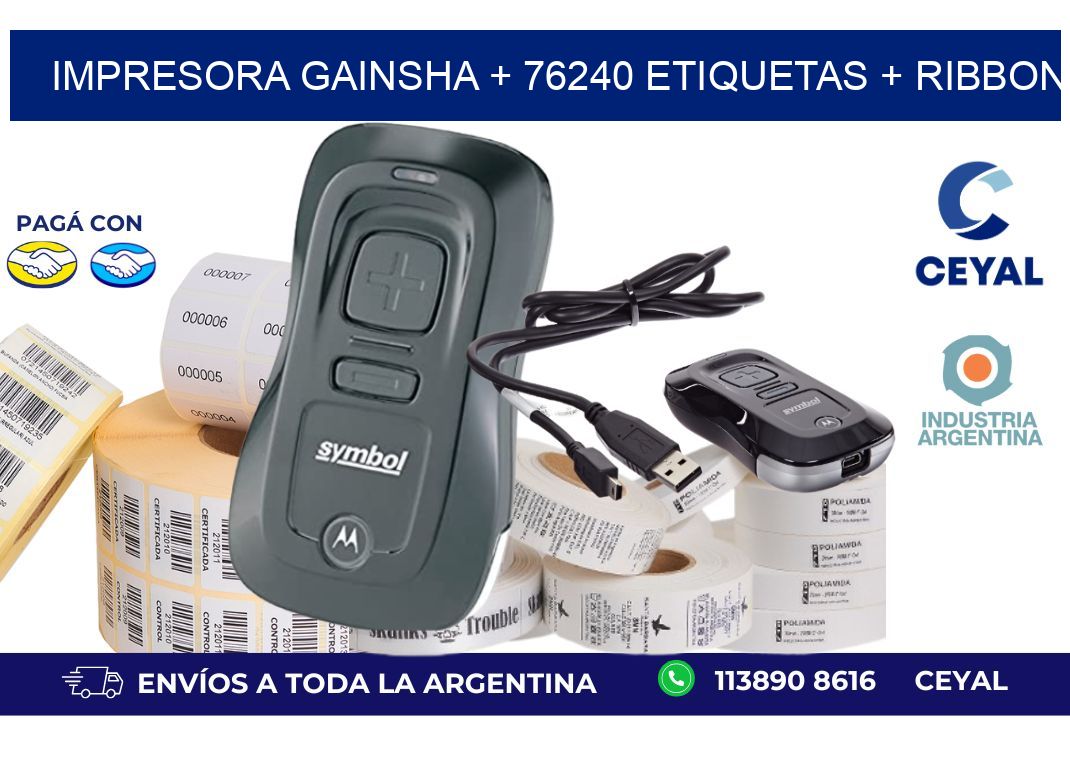 impresora gainsha + 76240 etiquetas + ribbon