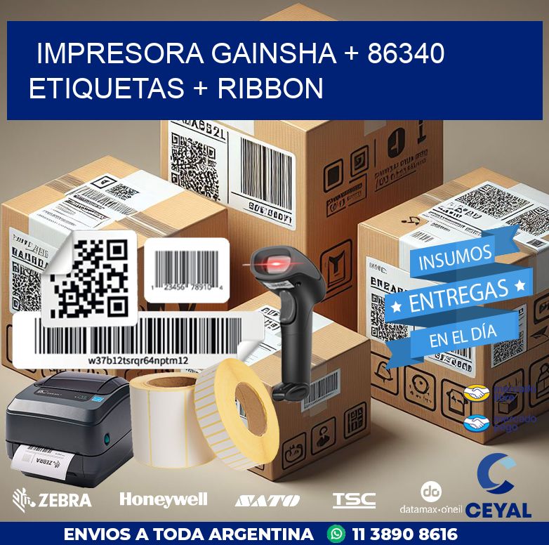 impresora gainsha + 86340 etiquetas + ribbon