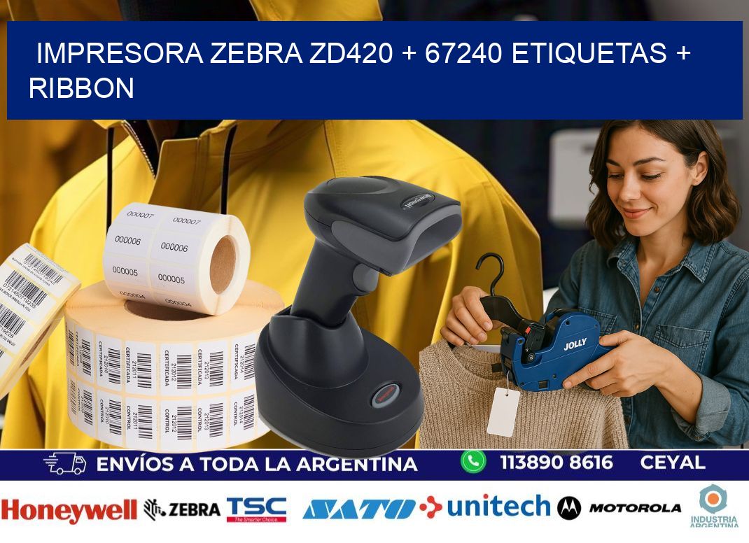 impresora zebra zd420 + 67240 etiquetas + ribbon