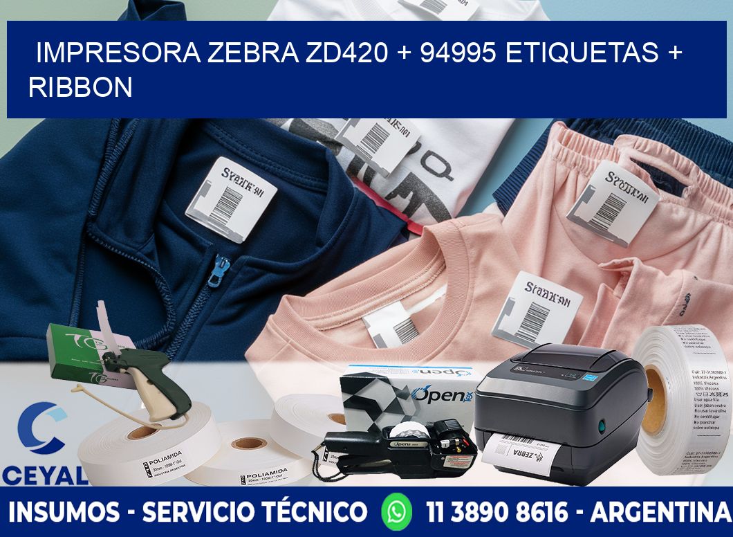 impresora zebra zd420 + 94995 etiquetas + ribbon