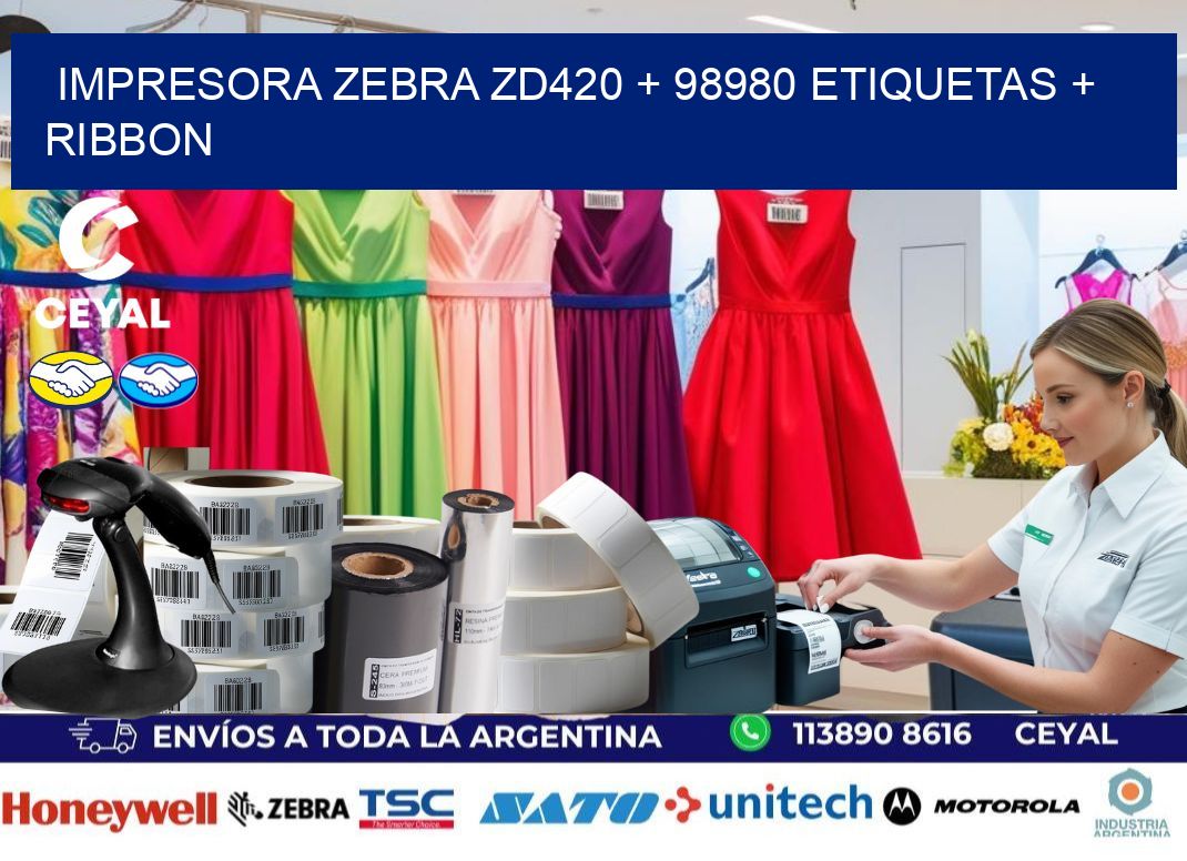 impresora zebra zd420 + 98980 etiquetas + ribbon