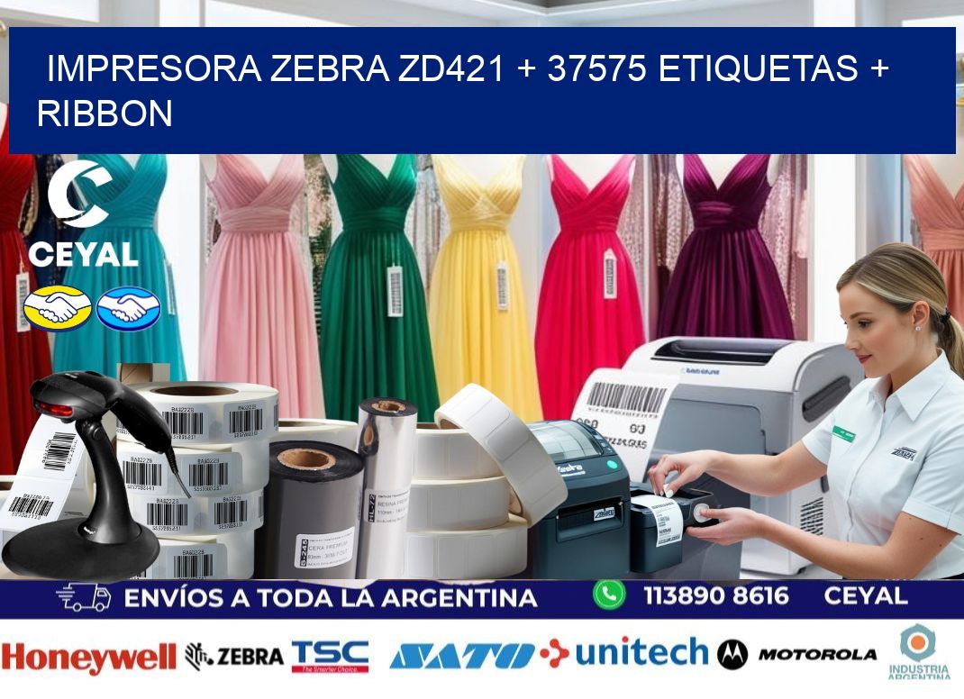 impresora zebra zd421 + 37575 etiquetas + ribbon