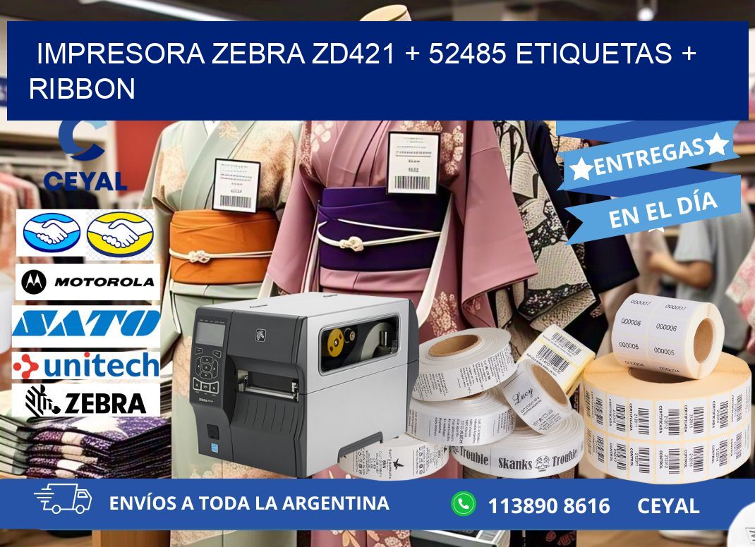 impresora zebra zd421 + 52485 etiquetas + ribbon