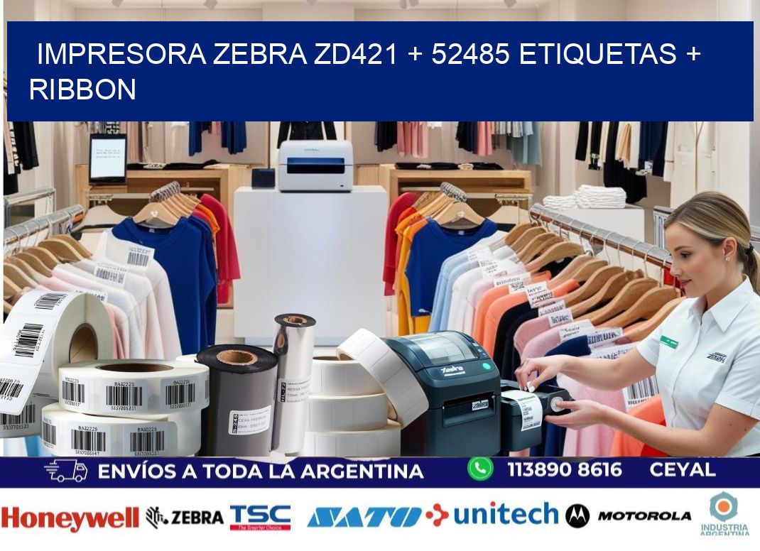 impresora zebra zd421 + 52485 etiquetas + ribbon
