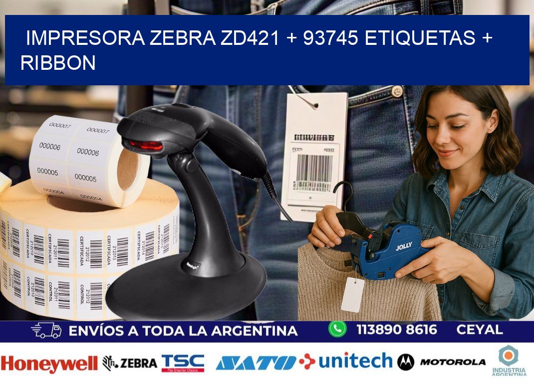 impresora zebra zd421 + 93745 etiquetas + ribbon