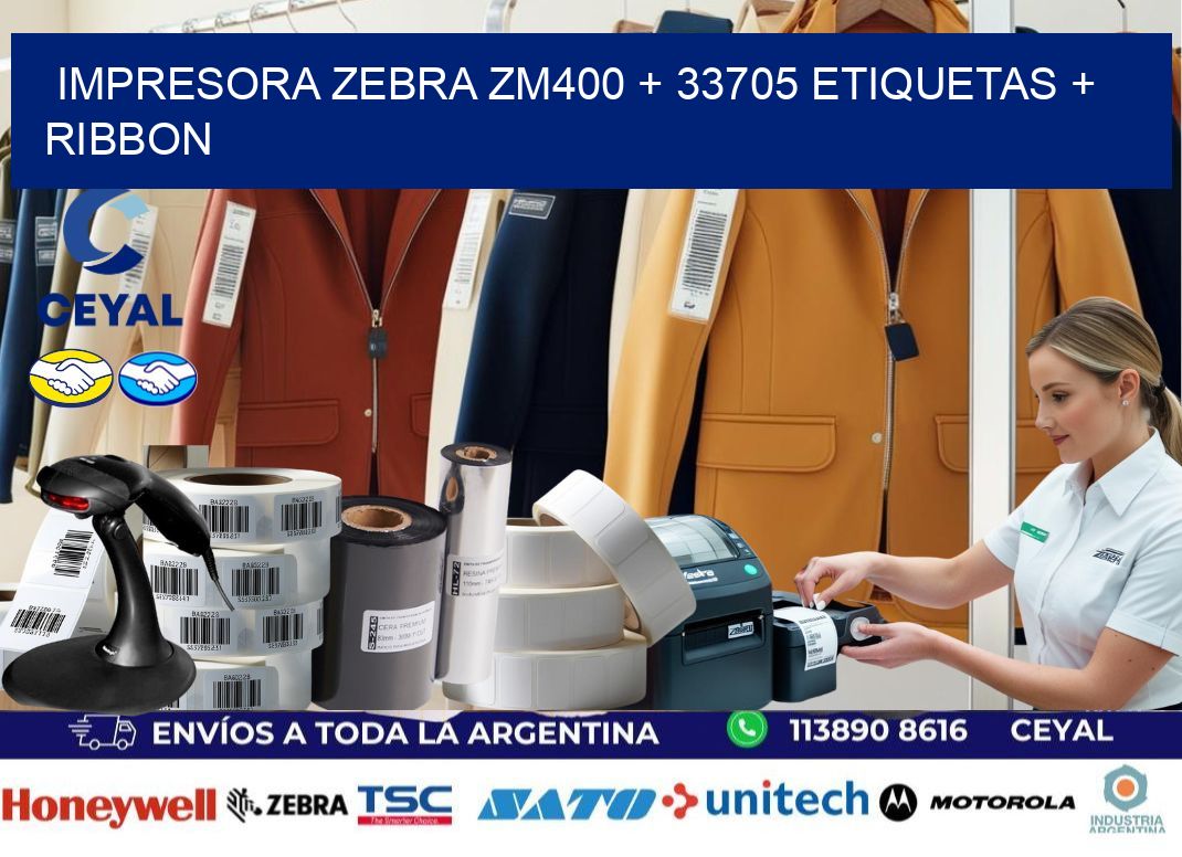 impresora zebra zm400 + 33705 etiquetas + ribbon
