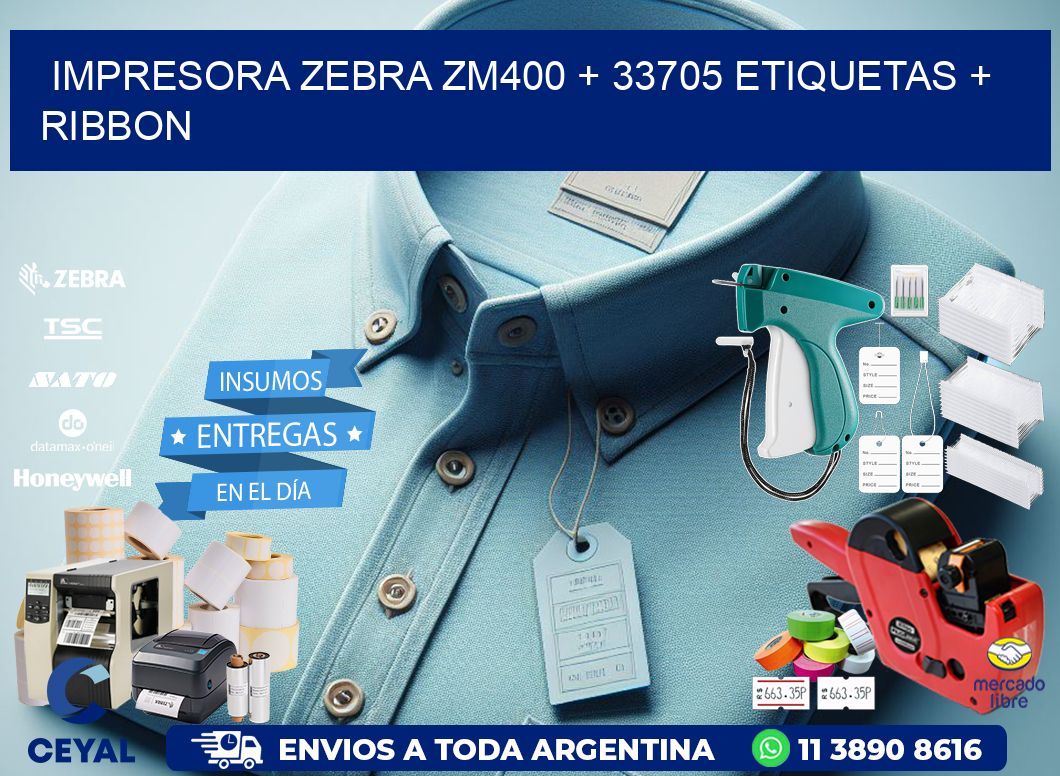 impresora zebra zm400 + 33705 etiquetas + ribbon