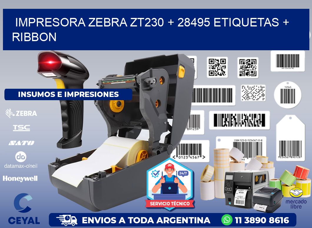impresora zebra zt230 + 28495 etiquetas + ribbon