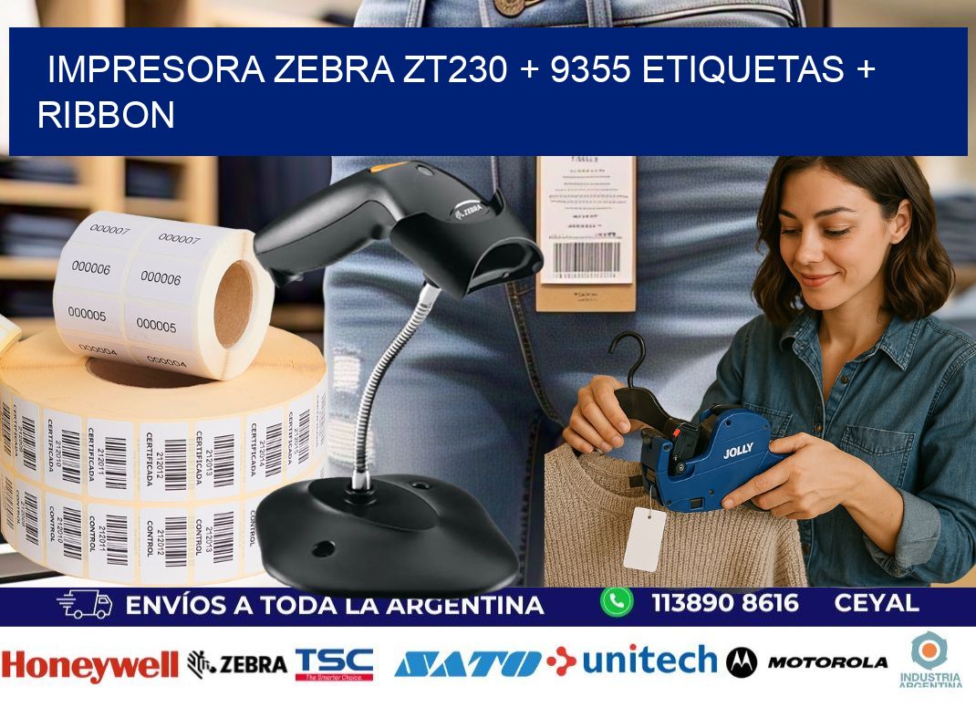 impresora zebra zt230 + 9355 etiquetas + ribbon