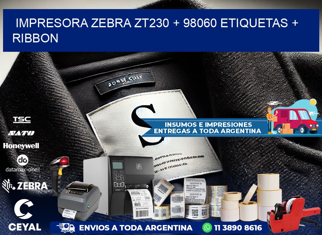 impresora zebra zt230 + 98060 etiquetas + ribbon
