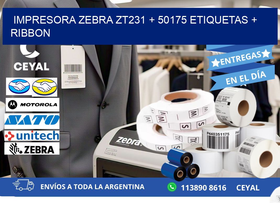 impresora zebra zt231 + 50175 etiquetas + ribbon