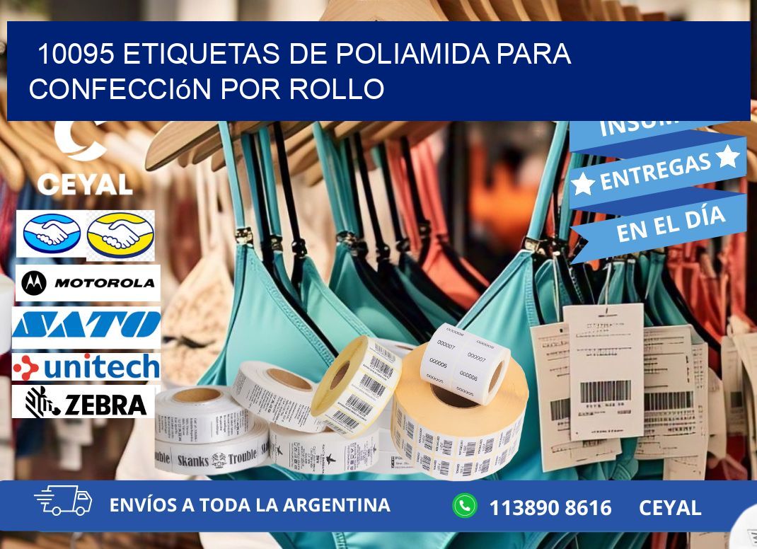 10095 etiquetas de poliamida para confección por rollo