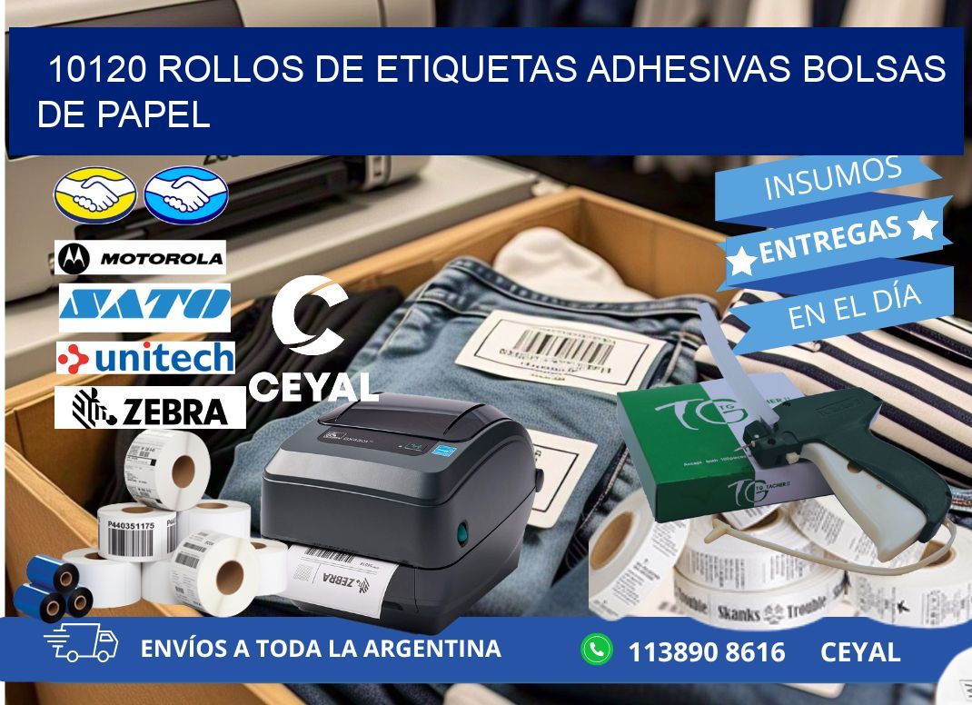 10120 rollos de etiquetas adhesivas bolsas de papel