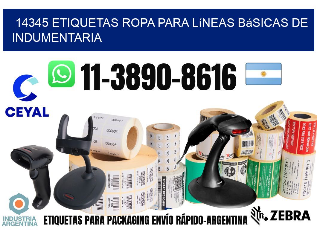14345 Etiquetas ropa para líneas básicas de indumentaria